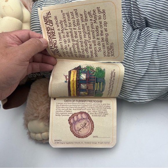 Vintage FURSKINS 22" Moody Hollow DUDLEY by XAVIER ROBERTS Teddy w Overalls - Picture 10 of 10